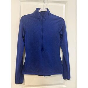 Nike Pro Dri-FIT Womens Small Blue Snakeskin Half Zip Pullover Thumbholes Mock